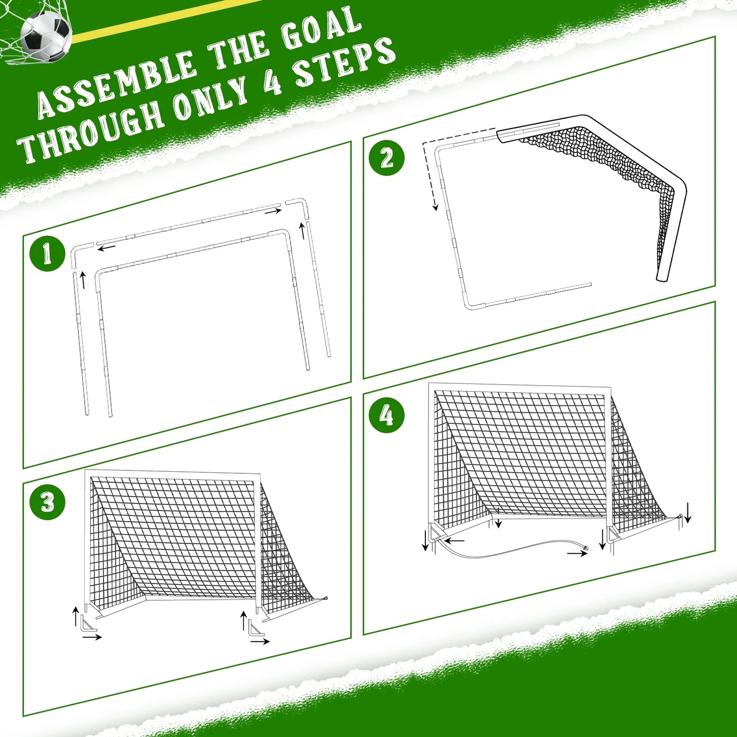 Set of 2 Portable Soccer Goals for Kids & Youth, Practice Soccer Net Soccer Training Equipment for Backyard Fun & Training