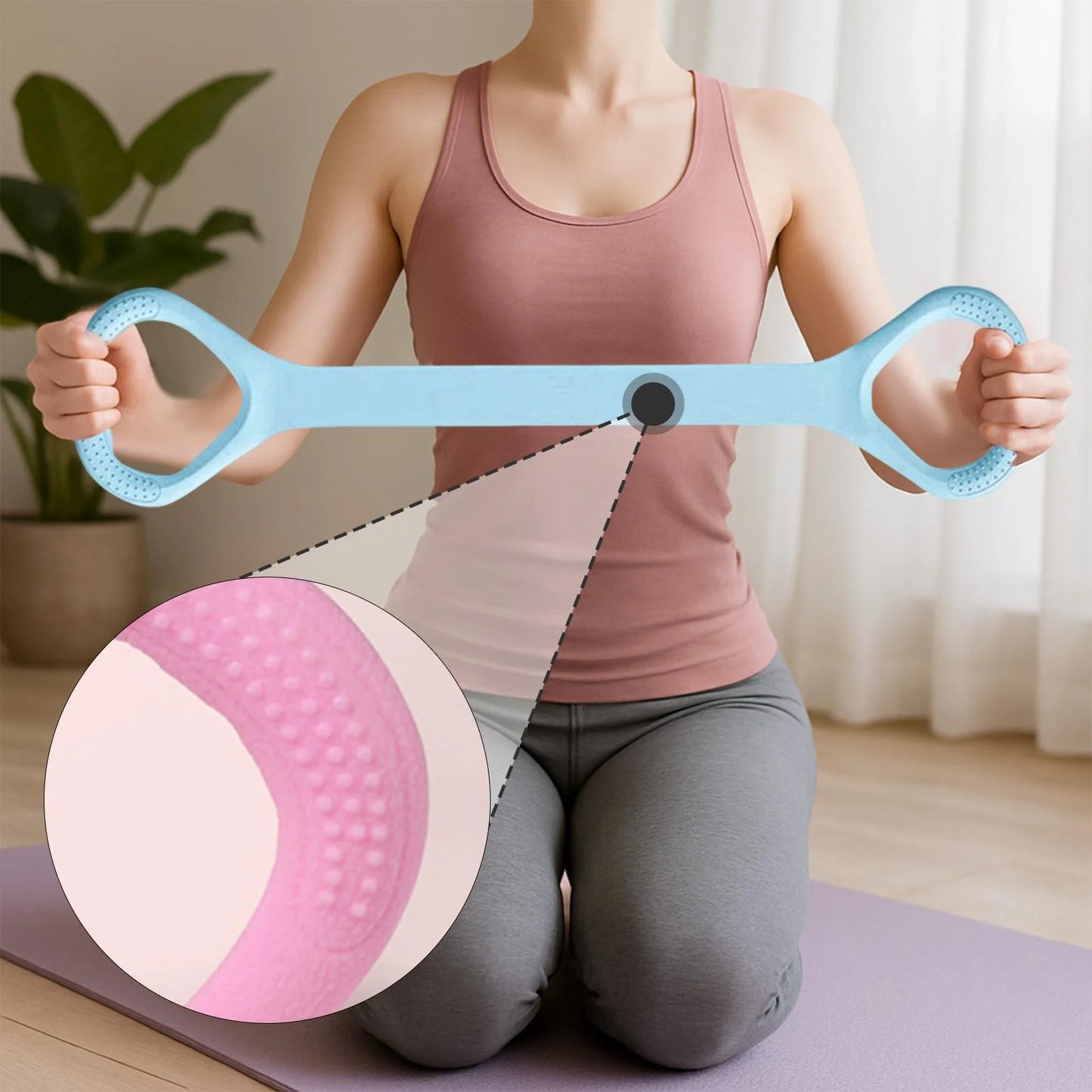 Fitness Resistance Band 8 Shaped Elastic Workout Equipment for Gym Yoga Home Blue 50 Cm Length