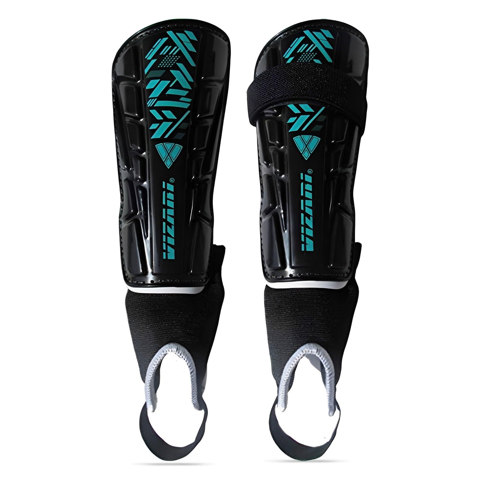 Vizari Black Teal Soccer Shin Guards for Kids and Adults Lightweight Protection