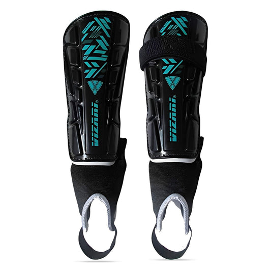 Vizari Black Teal Soccer Shin Guards for Kids and Adults Lightweight Protection
