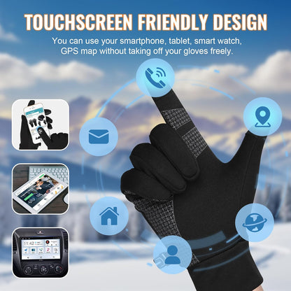 Winter Gloves Men Women, Touchscreen Warm Running Gloves Windproof Thermal for Cold Weather Cycling Driving Hiking