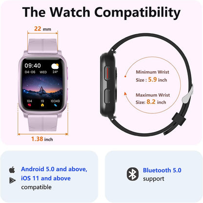 Fitness Tracker, Smart Watch with 24/7 Blood Pressure Heart Rate and Blood Oxygen Monitor, Sleep Tracker with Calorie Step Counter, IP68 Waterproof Activity Tracker for Women Men Android Ios