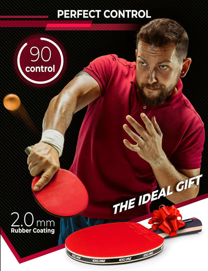 Professional Ping Pong Paddle - Best Table Tennis Racket with Carrying Case ITTF Approved Rubber - Premium Ping Pong Paddles with Top Speed 99 Spin 93 Control 90 for All Levels
