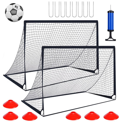 Set of 2 Portable Soccer Goals for Kids & Youth, Practice Soccer Net Soccer Training Equipment for Backyard Fun & Training