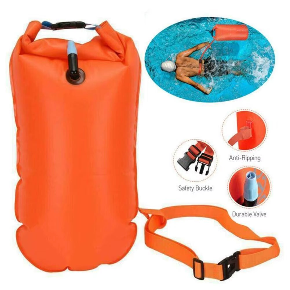 Inflatable Open Swimming Buoy Tow Lightweight Swimming Air Bag Storage with Waist Belt Water Sport Swimming Storage Float Tools