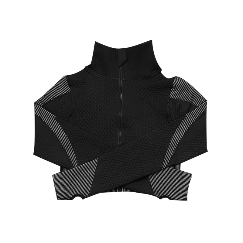 Striped Sportswear Comfortable Breathable Jacket Running Sweat-Absorbent Jacket Fitness Sweatshirt Running Workout Top