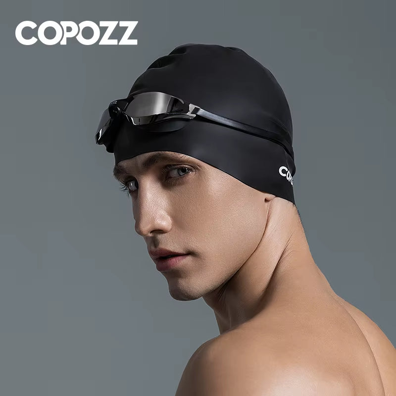 Men Elastic Swimming Hat Large Size Swimming Wear Professional Adults Waterproof Swimming Hat Silicone Swimming Caps