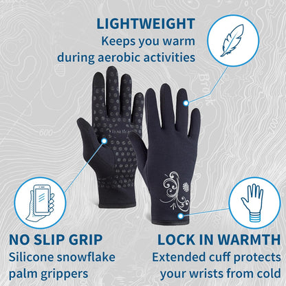 Womens Running Gloves - Touchscreen Gloves - Running Accessories for Women Winter - Hiking, Biking
