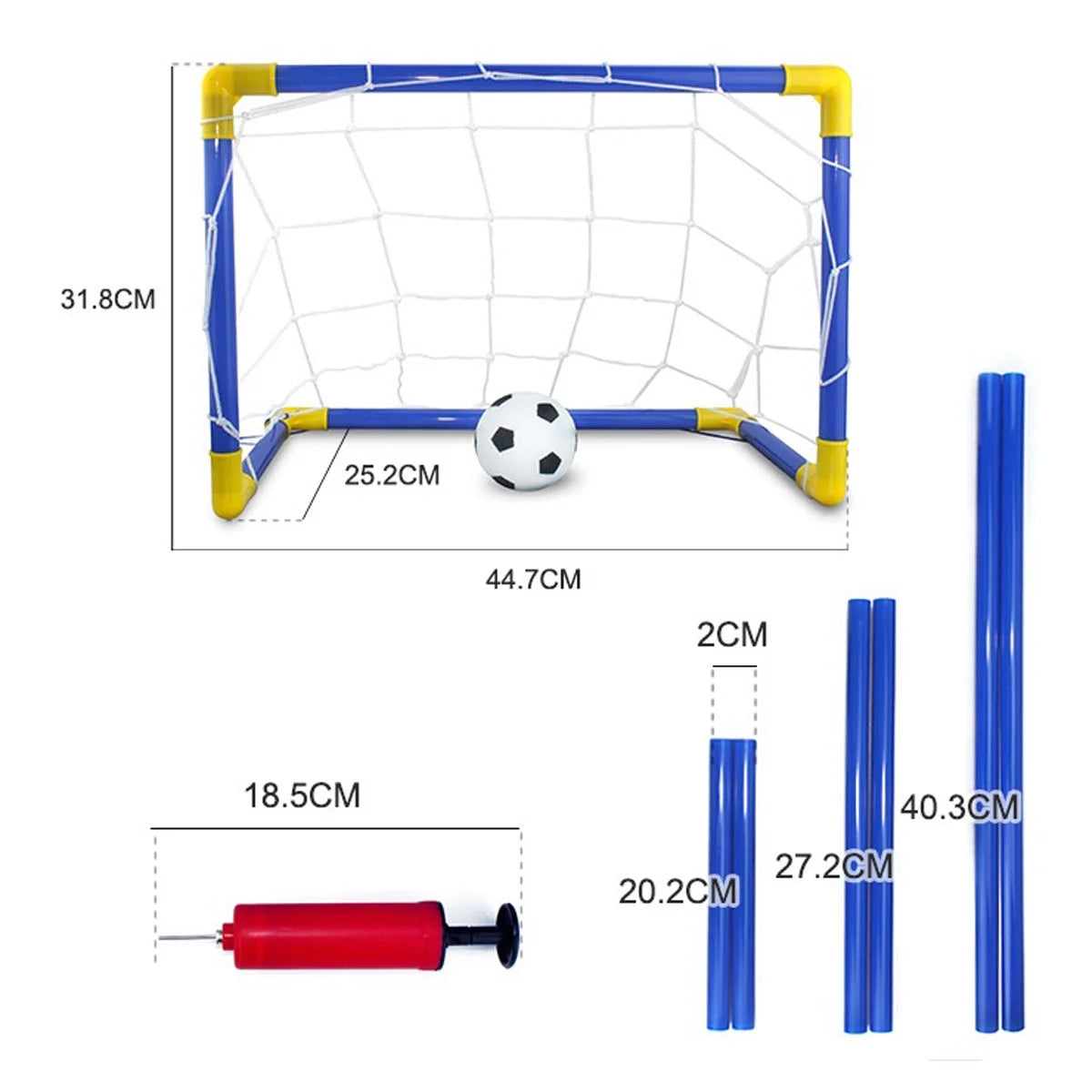 Folding Mini Football Soccer Ball Goal Post Net Set + Pump Kids Sport Games Toys