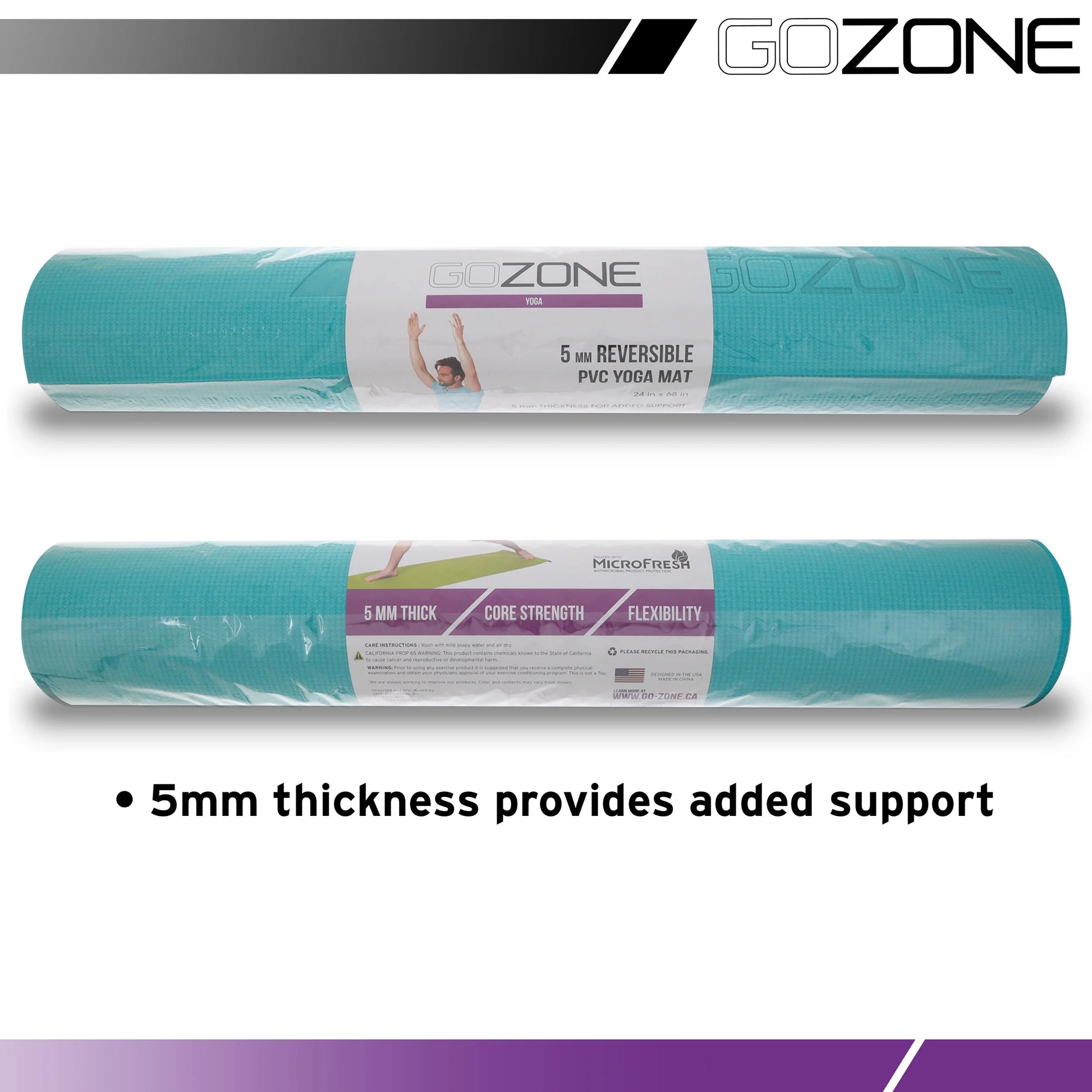 Multi-Purpose 5 Mm Thick Premium PVC Non-Slip Exercise Yoga Mat, Pink/Teal