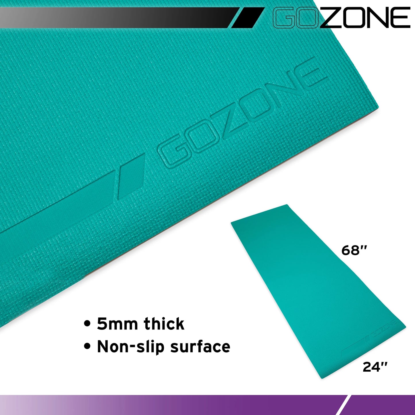 Multi-Purpose 5 Mm Thick Premium PVC Non-Slip Exercise Yoga Mat, Pink/Teal