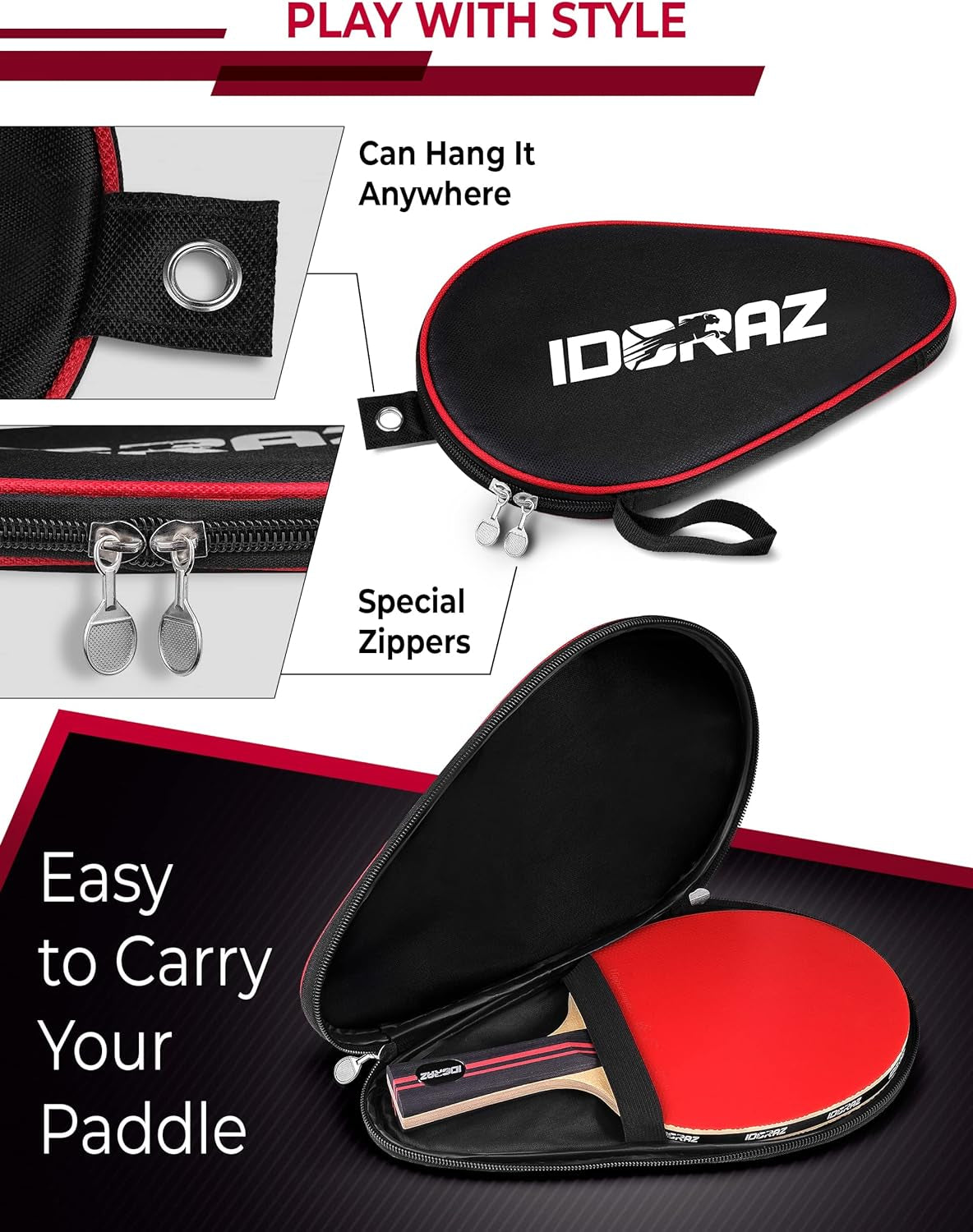 Professional Ping Pong Paddle - Best Table Tennis Racket with Carrying Case ITTF Approved Rubber - Premium Ping Pong Paddles with Top Speed 99 Spin 93 Control 90 for All Levels