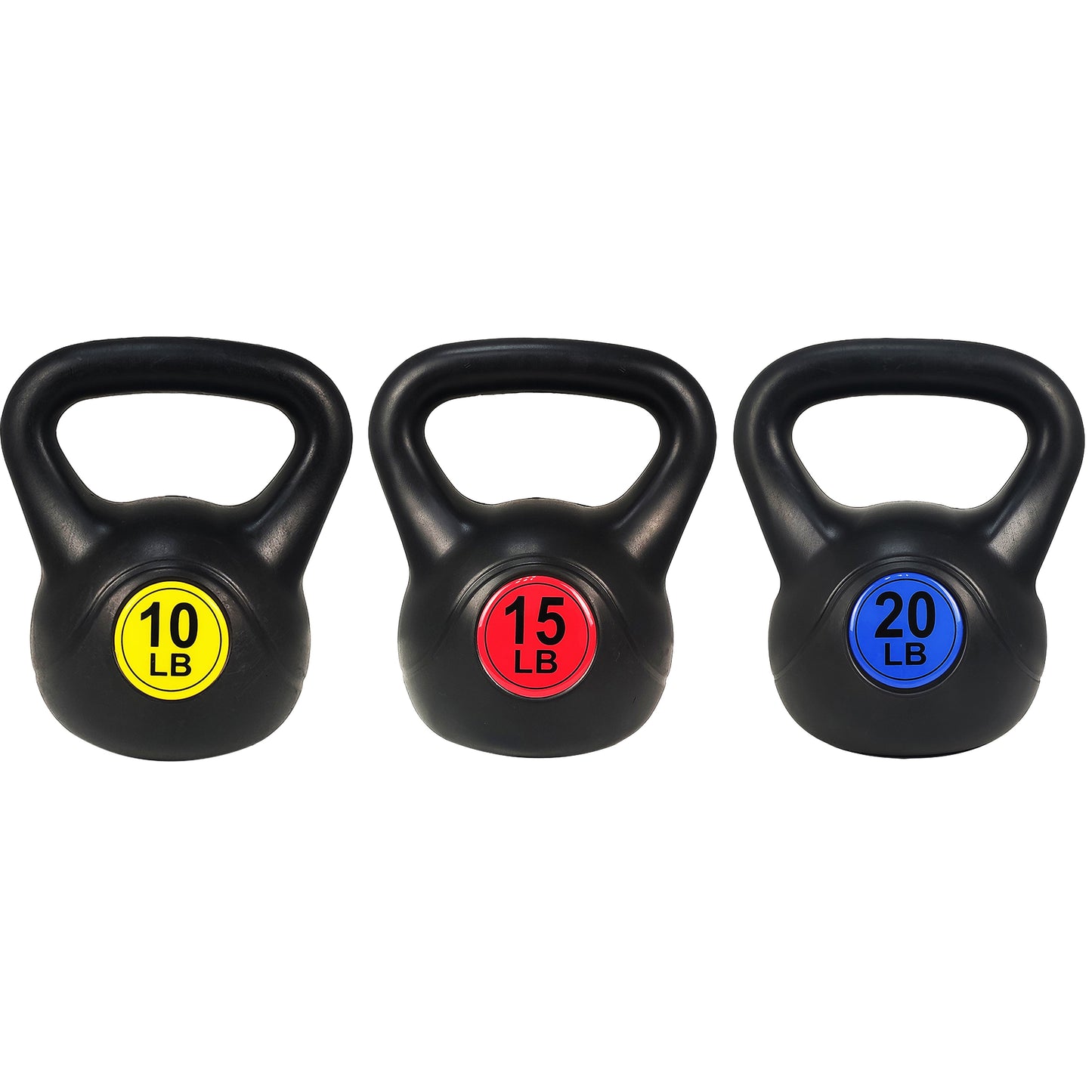 Kettlebell Set of 3 - Wide Grip Kettlebell Exercise Fitness Weight Set - Include 3 Kettlebells in 10 Lbs, 15 Lbs, 20 Lbs