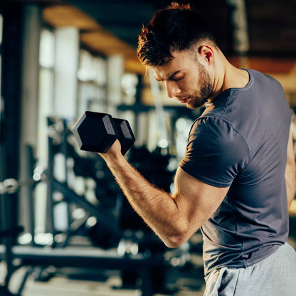 Signature Fitness Hex Dumbbells Non-Slip Free Weights Full Body Strength Training Home Gym Workout Equipment Set, 25 Pounds, Black