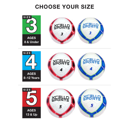 Soccer Ball Size 5, Premium Durable Tbu Cover Small Soccer Ball, Youth Soccer Ball with Pump, Official Match Size and Weight, Blue/Red, Pack of 2