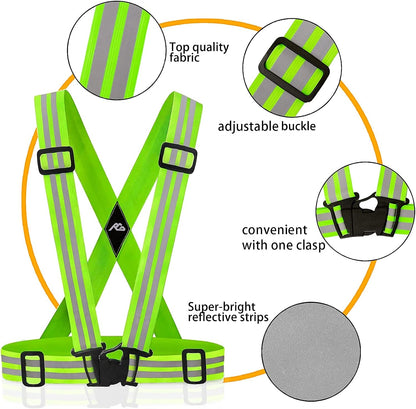 Reflective Vest Running Gear 2 Pack,Reflective Running Vests Belt, Safety Running Vest for Night Running,Cycling