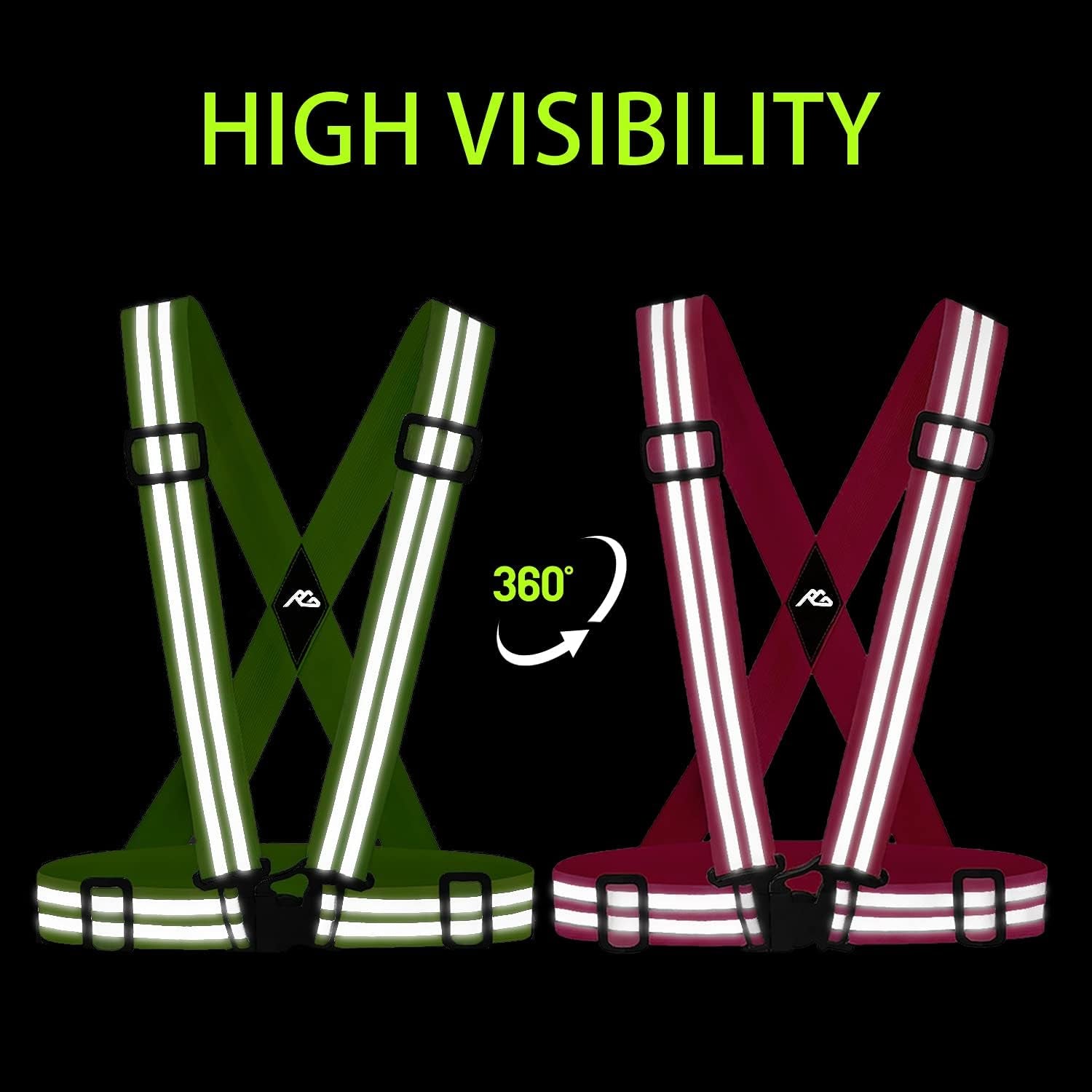 Reflective Vest Running Gear 2 Pack,Reflective Running Vests Belt, Safety Running Vest for Night Running,Cycling