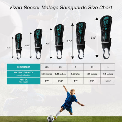 Vizari Black Teal Soccer Shin Guards for Kids and Adults Lightweight Protection