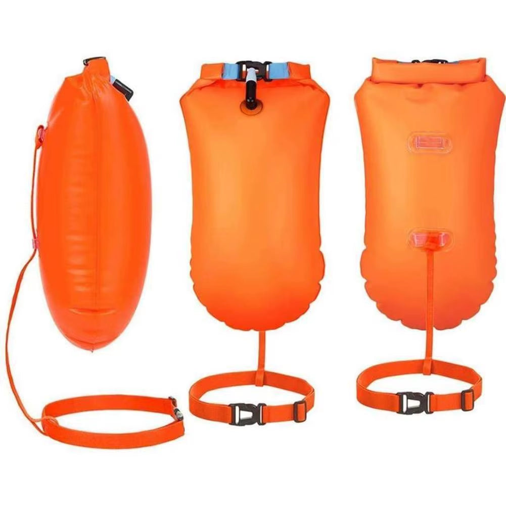 Inflatable Open Swimming Buoy Tow Lightweight Swimming Air Bag Storage with Waist Belt Water Sport Swimming Storage Float Tools