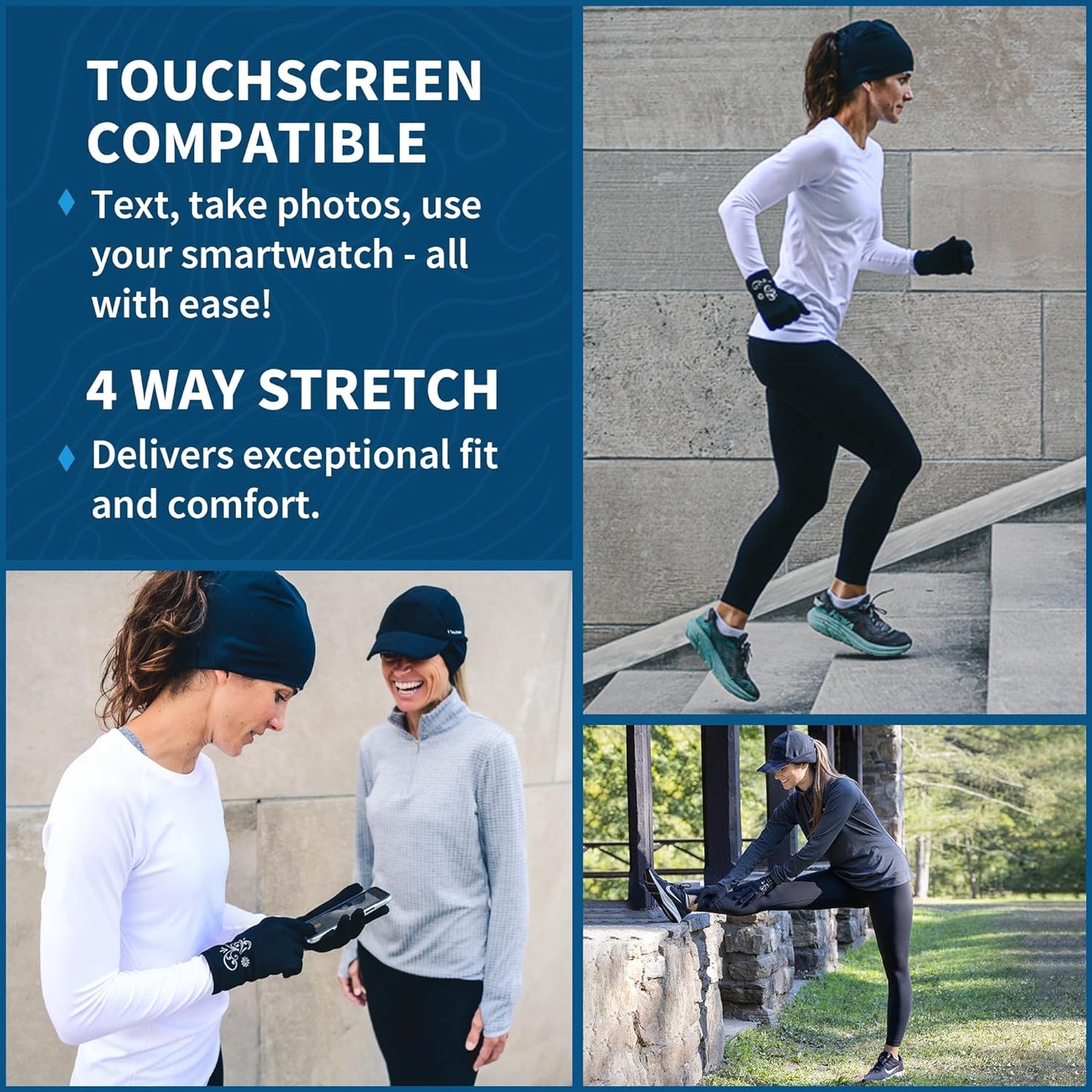 Womens Running Gloves - Touchscreen Gloves - Running Accessories for Women Winter - Hiking, Biking