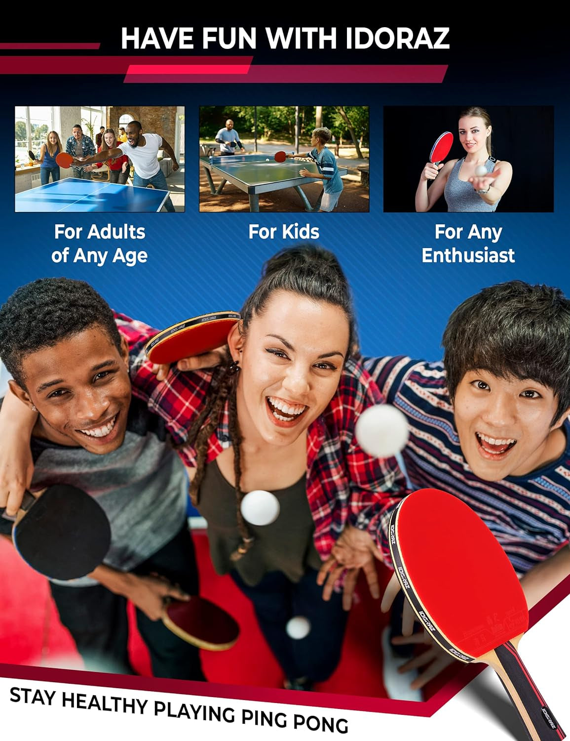 Professional Ping Pong Paddle - Best Table Tennis Racket with Carrying Case ITTF Approved Rubber - Premium Ping Pong Paddles with Top Speed 99 Spin 93 Control 90 for All Levels