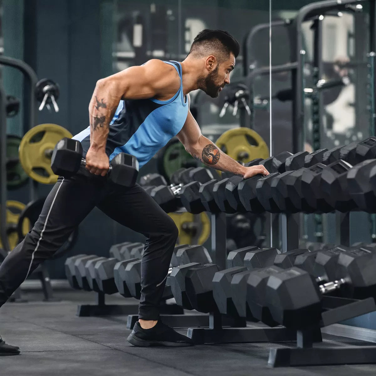 Signature Fitness Hex Dumbbells Non-Slip Free Weights Full Body Strength Training Home Gym Workout Equipment Set, 25 Pounds, Black