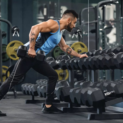 Signature Fitness Hex Dumbbells Non-Slip Free Weights Full Body Strength Training Home Gym Workout Equipment Set, 25 Pounds, Black