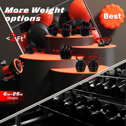 Adjustable Dumbbells Set - 20Lbs Multi-Functional Fitness Set, Kettlebell & Barbell Patterns, Beginner Dumbbell Fitness