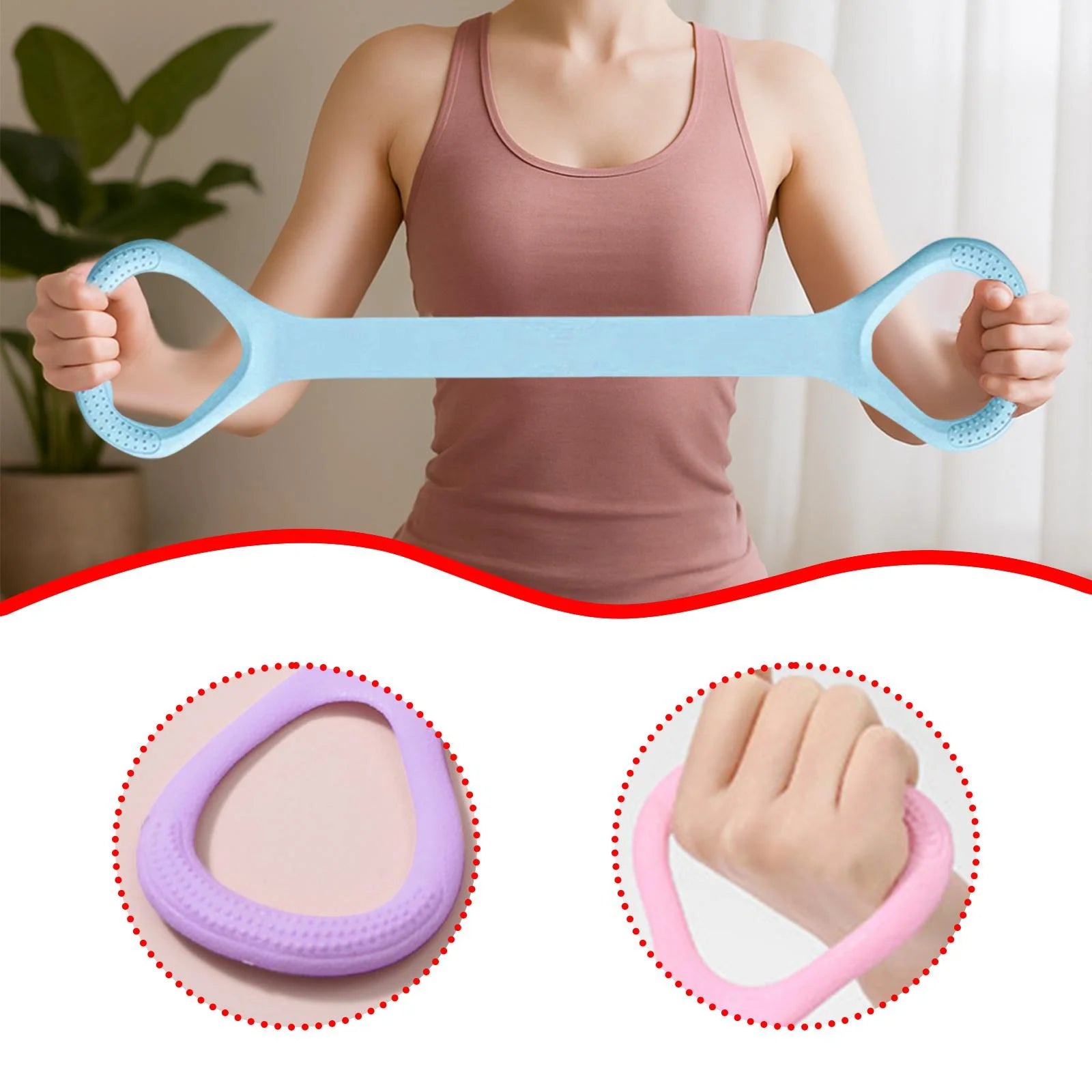 Fitness Resistance Band 8 Shaped Elastic Workout Equipment for Gym Yoga Home Blue 50 Cm Length