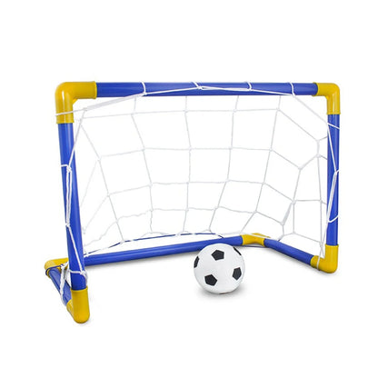 Folding Mini Football Soccer Ball Goal Post Net Set + Pump Kids Sport Games Toys