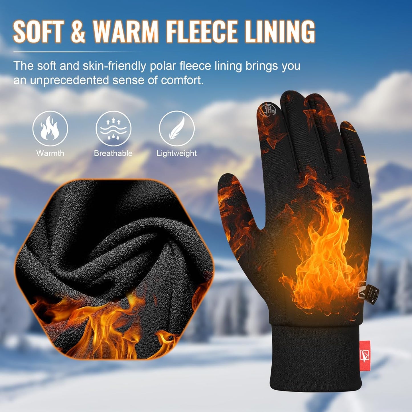 Winter Gloves Men Women, Touchscreen Warm Running Gloves Windproof Thermal for Cold Weather Cycling Driving Hiking